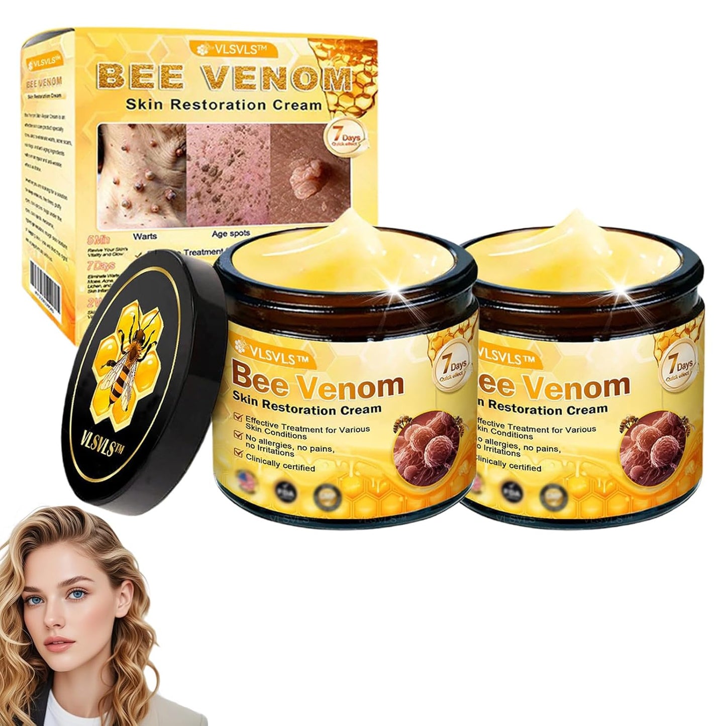 LipMaps Bee Venom skin Restoration Cream,Bee Venom Skin Treatment Cream,Deeply Moisturizing and Firming for All skin Types(2PCS)-FemmiqueWomen