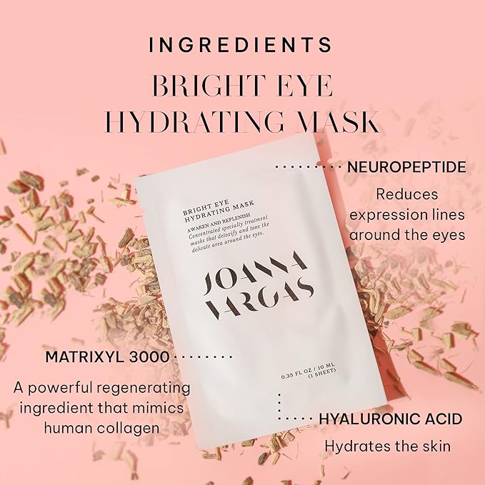 Joanna Vargas Bright Eye Hydrating Mask. Concentrated Ultra-Luxe Bamboo Hydration Sheet Masks Target Dark Circles, Expression Lines and Skin Tone. 5 Sheets (0.35 oz/sheet)-FemmiqueWomen