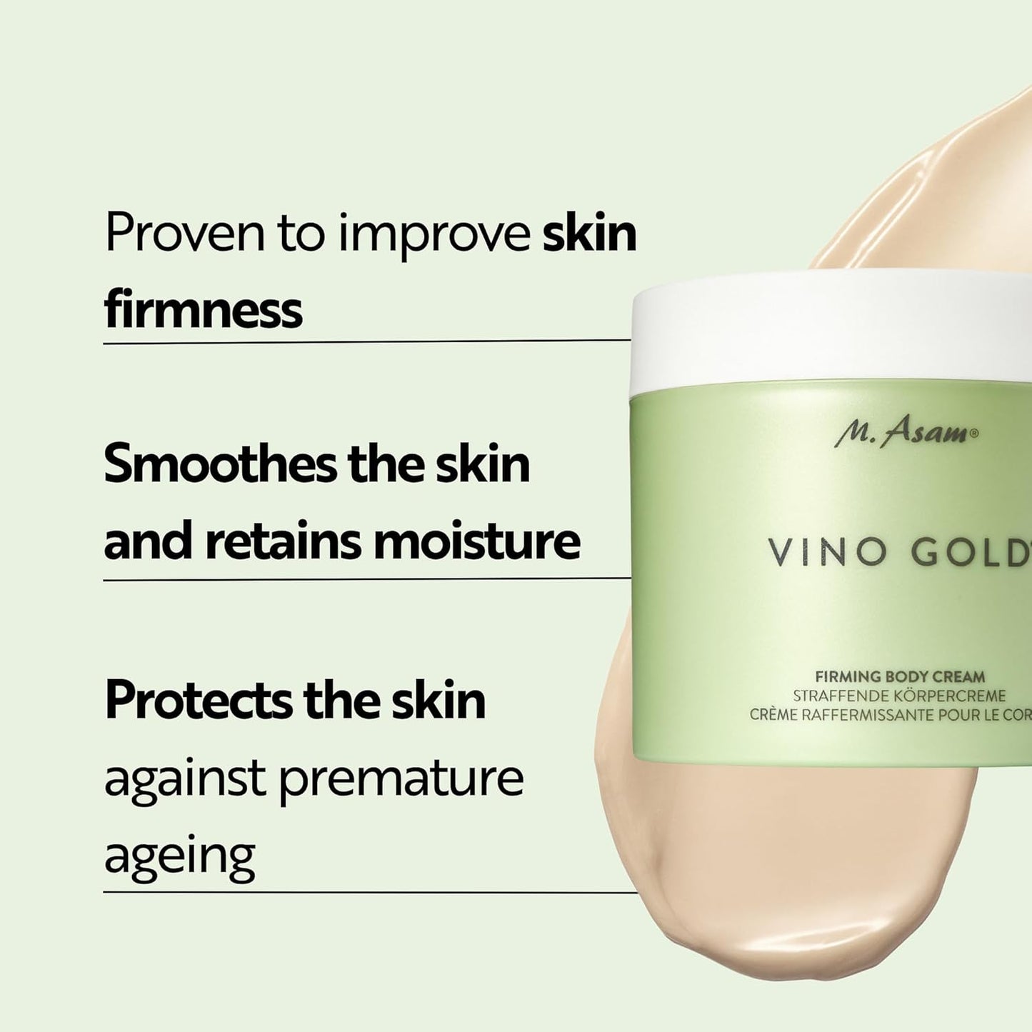 M. Asam VINO GOLD Firming Body Cream (16.9 Fl Oz)- anti-aging body care for smooth skin, lotion for women with aloe vera, cocoa butter, caffeine, vitamin E & vitamin B3, vegan personal skin care.-FemmiqueWomen