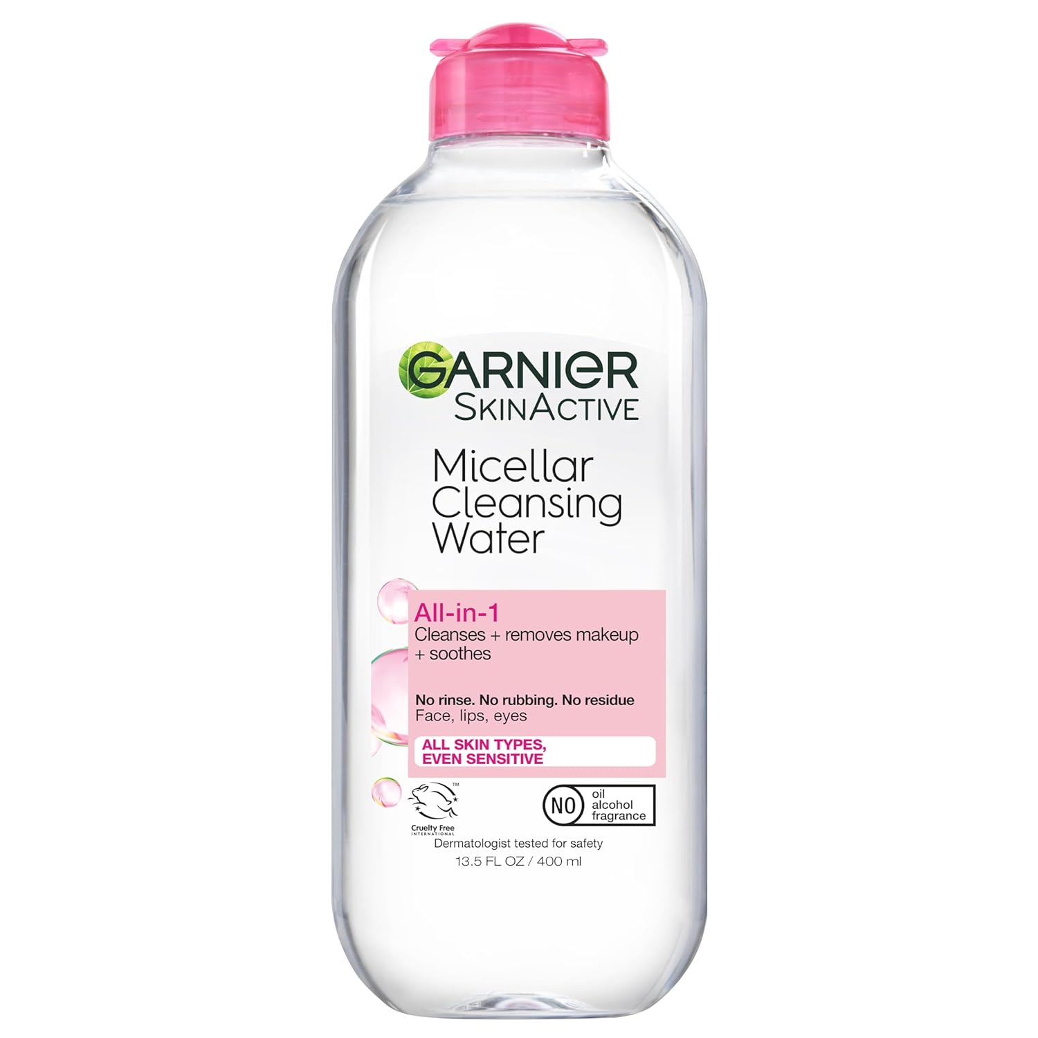 Garnier Micellar Water, Hydrating Facial Cleanser & Makeup Remover, Suitable for Sensitive Skin, Vegan, Cruelty Free, 13.5 Fl Oz (400mL), 1 Count-FemmiqueWomen