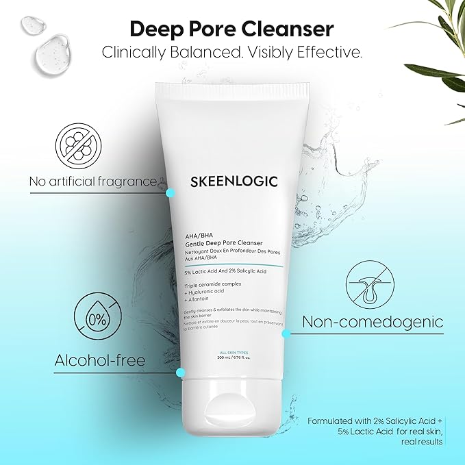 5% Lactic Acid + 2% Salicylic Acid Cleanser –Non-Stripping AHA/BHA Exfoliating Face & Body Wash With Ceramides. Minimizes Pores, Keratosis Pilaris, Acne, Ingrown Hairs & Psoriasis-200ml.-FemmiqueWomen