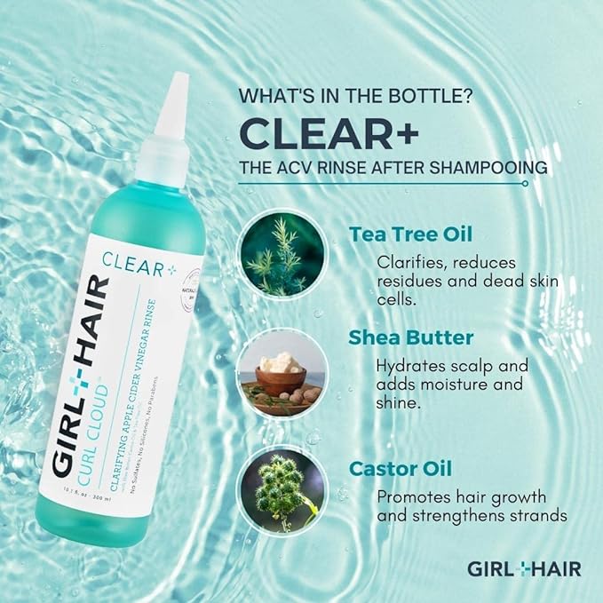 G+H CLEAR+ Apple Cider Vinegar Rinse | Clarifying Formula to Remove Buildup, Prevent Dandruff & Itchiness | For Healthy, Shiny & Soft Hair | Sulfate & Paraben-Free | 10.1 Fl Oz-FemmiqueWomen