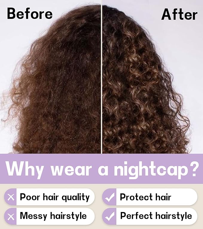 100% Mulberry Silk Bonnet for Sleeping for Curly Hair and Braids, Wrap with Adjustable Strap for Women and Men,Real Silk, Not Satin(1Pc,Lavender)