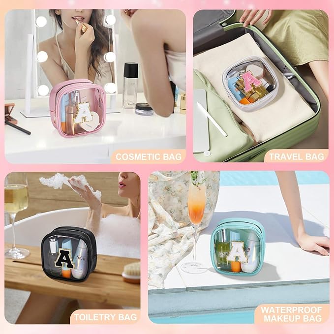 YOOLIFE Initial Make Up Bag Travel Toiletry Bag, Clear Makeup Bag Preppy Cosmetic Bags Organizer Travel Essentials Gifts for Women Teen Girlfriend Teacher Mom Birthday Mothers Day Gifts White Y-FemmiqueWomen