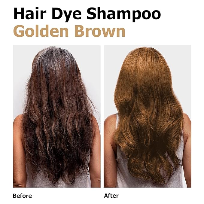 Hair Dye Shampoo, Gray Hair Coverage Dye Shampoo, Hair Color Shampoo for All Hair Types, Champu Para Canas, Suitable for Home and Salon (Blonde Brown)-FemmiqueWomen