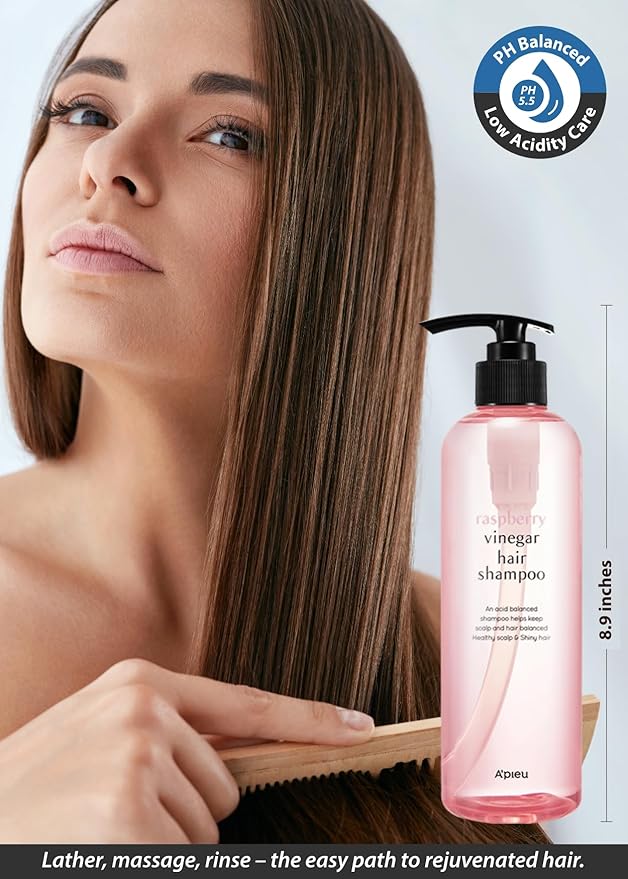 A’PIEU Raspberry Vinegar Hair Shampoo 16.9 fl.oz / 500 ml - Dandruff & Clarifying Shampoo | Scalp Treatment I Korean Hair Care I Balances pH, Removes Buildup, Soothes Scalp-FemmiqueWomen