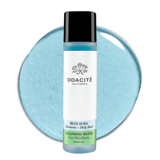 ODACITE Odacité Facial Cleanser with Foam - Blue Aura Cleansing Water Facial Wash with Neem, Holy Basil & Turmeric - No-Rinse Micellar Water Removes Pollution, Impurities & Makeup, 4.0 fl. Oz-FemmiqueWomen