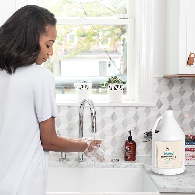 Soapbox Liquid Hand Soap & Body Wash, Sea Minerals & Blue Iris - Gentle, Moisturizing Hand & Body Cleanser, Vegan, Cruelty Free Hand Soap Refill for Bathroom, Kitchen, Professional Use - Gallon Size-FemmiqueWomen