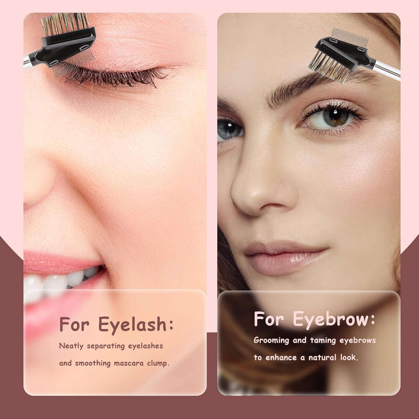 1 Pcs Eyebrow Brush, Metal Eyelash Comb, Resuable Dual Eyebrow Comb, Eye Brow Makeup Brush Eye Lash Comb for Eyelashes Extension (Bristles)-FemmiqueWomen