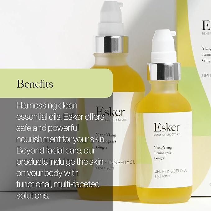 ESKER Natural Uplifting Belly Oil | (4.0oz) | Plant-Based Formulated with Antioxidants Promoting Deep Hydration and Cell Regeneration | Skin Stays Nourished and Resilient During Pregnancy-FemmiqueWomen