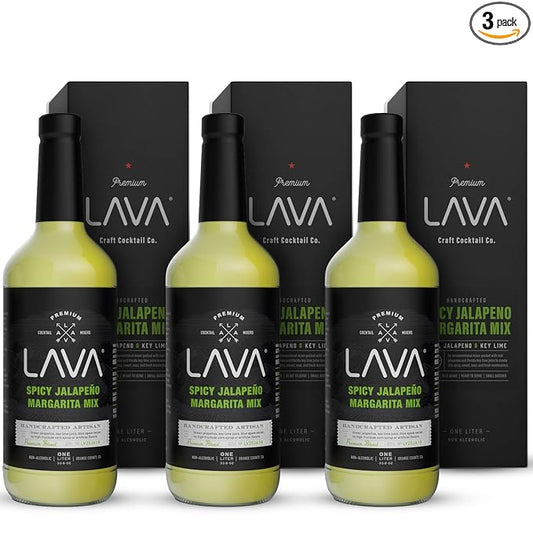 (3 Pack) LAVA Premium Spicy Jalapeño Margarita Mix by LAVA Craft Cocktail Co., Made with Real Jalapeños, Agave Nectar, Key Limes, Lots of Flavor and Ready to Use-FemmiqueWomen