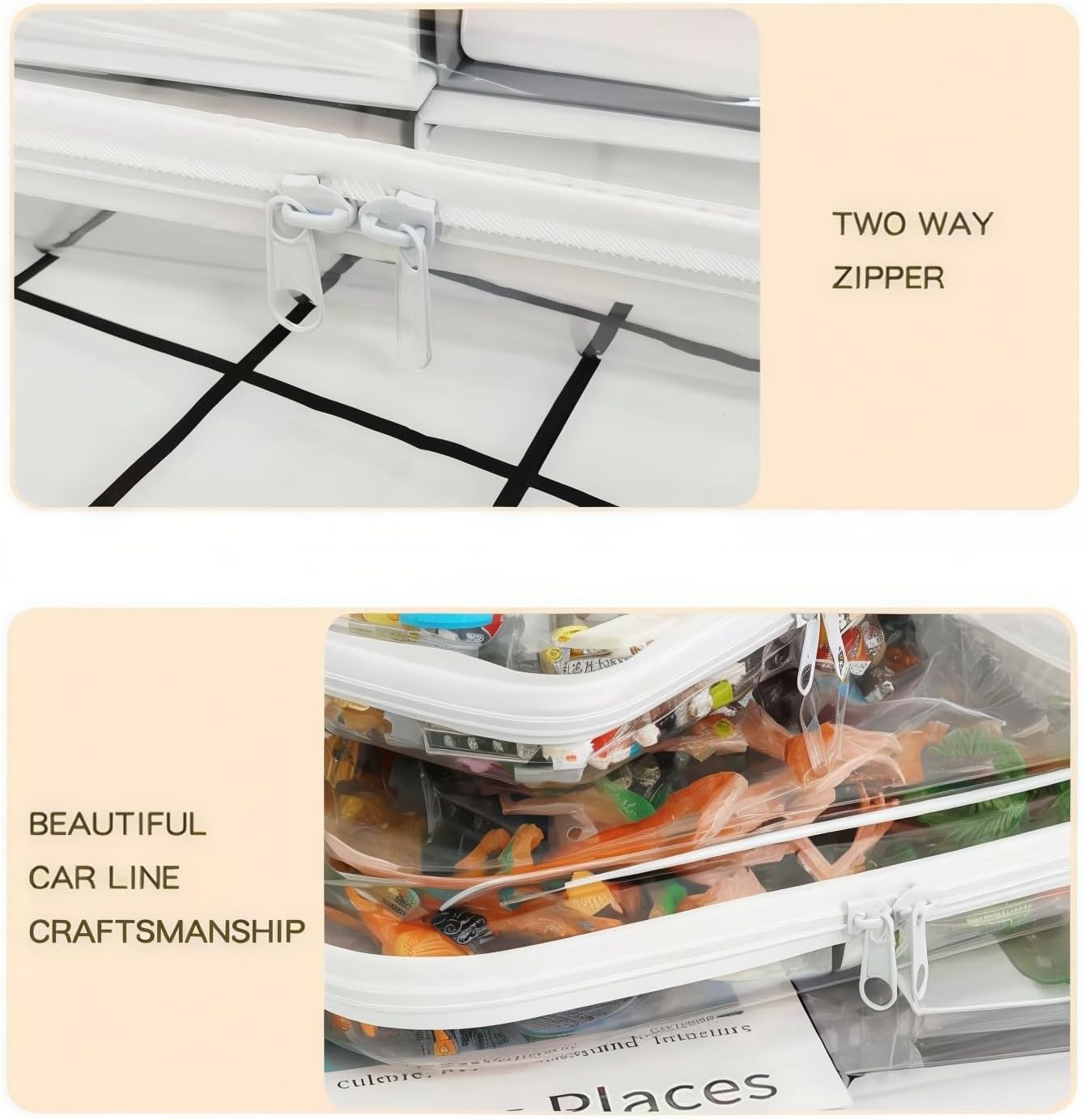 3 Pcs Zippered Transparent Cases,Clear Hard Pouch,Portable Double Zipper Hard Bag,Waterproof Clear Hard Shell Zipper Case for Cosmetic Storage, Snacks, Pencil Case (Small*3)-FemmiqueWomen