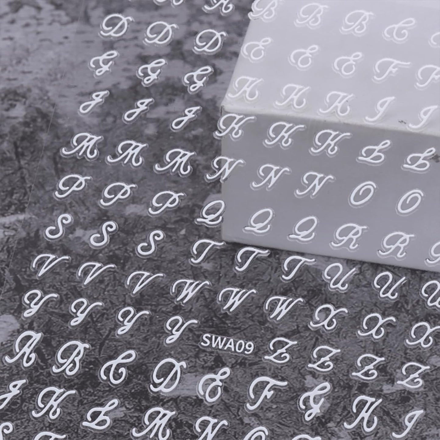 12 Sheets Letter Nail Art Stickers Decals 3D Self Adhesive Letter Nail Stickers for Nail Art Black White Silver Gold Retro English Nail Decals Letters Nail Design Nail Art Supplies-FemmiqueWomen