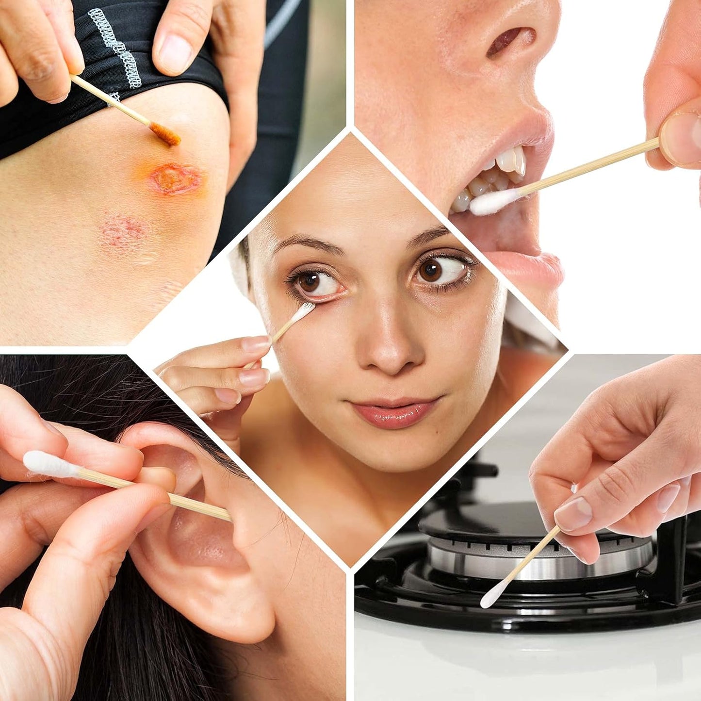 2000 Count Cotton Swabs Double Tipped Ear Cleaning Buds with Bamboo Stick 3 Inch Cotton Tip Applicators for Ears and Makeup-FemmiqueWomen