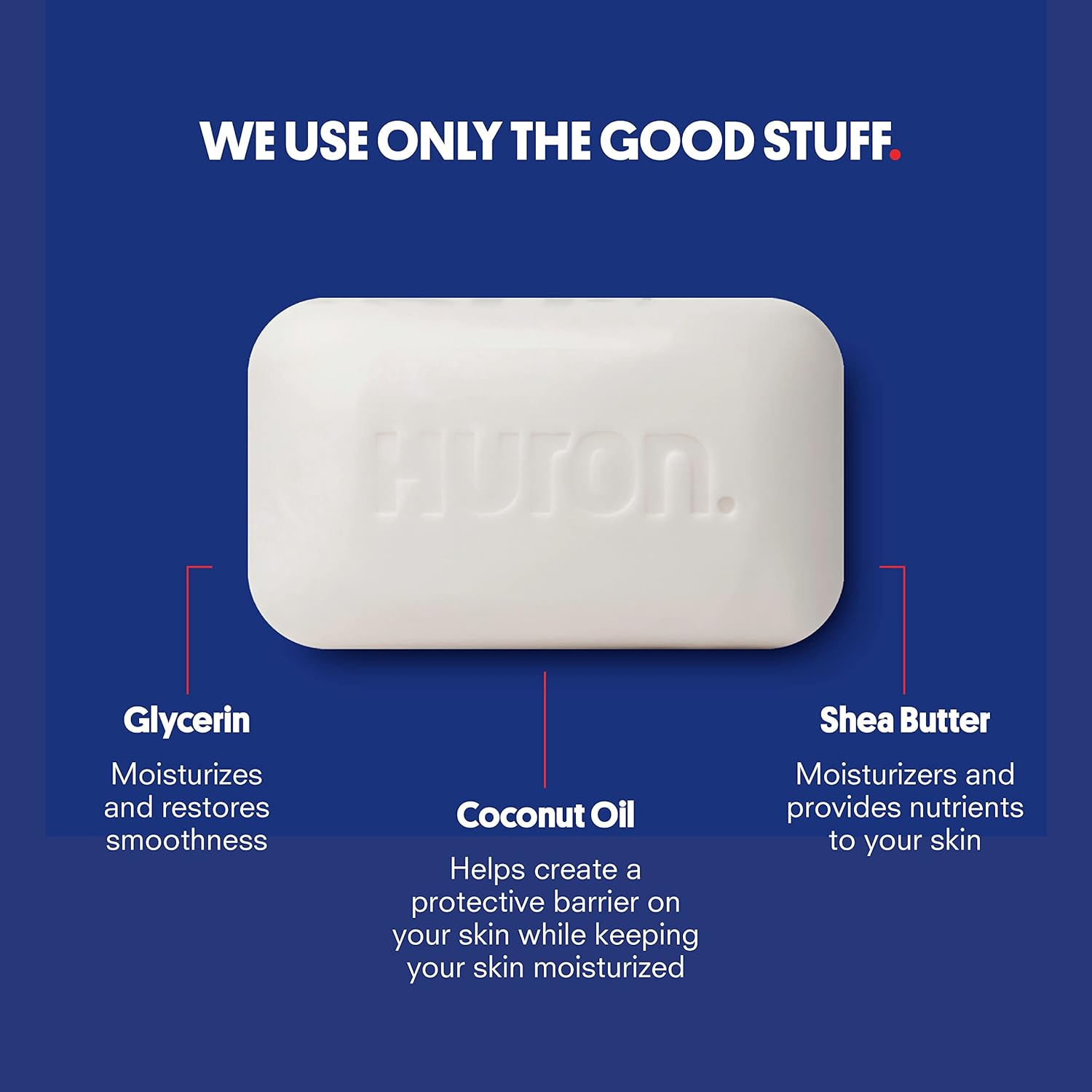 Huron Bar Soap - Citrus + Eucalyptus, 3 Pack - Triple-Milled for Long-Lasting Use - Moisturizing with Shea Butter & Coconut Oil - Crisp Scent of Citrus, Eucalyptus, Mint & Greens-FemmiqueWomen