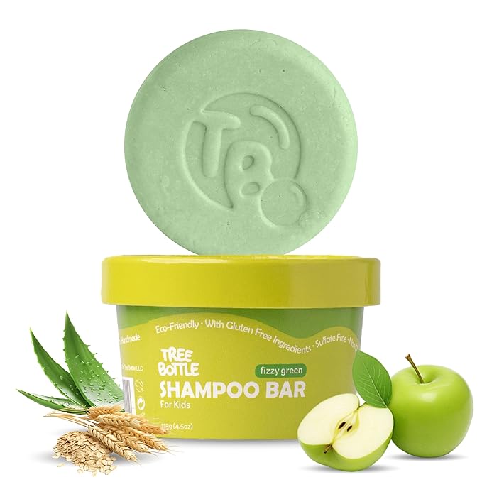 Tree Bottle Hydrolyzed Oat Protein + Aloe Vera Shampoo Bar for Kids – Gentle & Nourishing for Sensitive Scalps - Natural, Tear-Free, Sulfate & Paraben-Free - Made in USA - 4.5oz-FemmiqueWomen