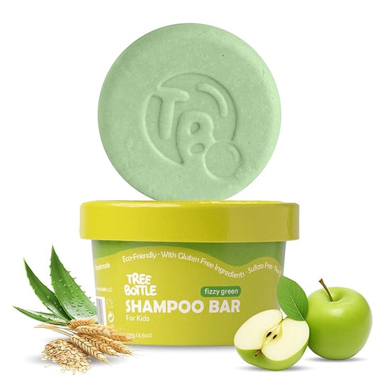 Tree Bottle Hydrolyzed Oat Protein + Aloe Vera Shampoo Bar for Kids – Gentle & Nourishing for Sensitive Scalps - Natural, Tear-Free, Sulfate & Paraben-Free - Made in USA - 4.5oz-FemmiqueWomen