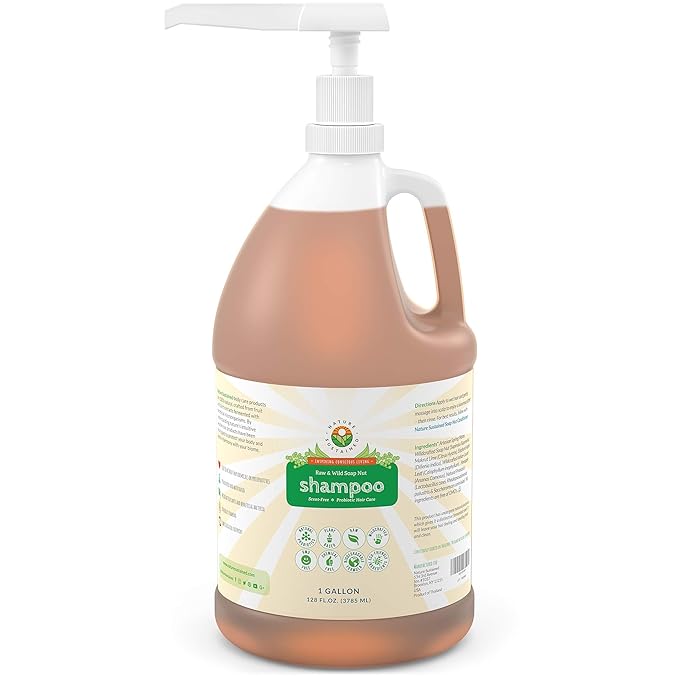 Organic Shampoo - Raw & Wildcrafted with Probiotics, Hypoallergenic Natural & Sulfate Free Shampoo for Sensitive Scalp, Dry Hair, Dandruff, Eczema & Psoriasis, Gallon, Original-FemmiqueWomen
