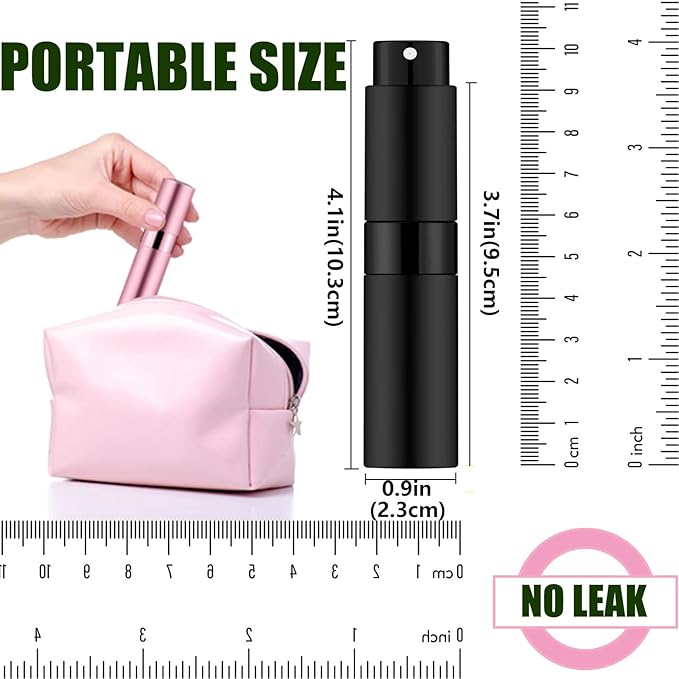 2 PCS/8ml Portable Mini Perfume Atomizer bottles, Empty Refillable Spray Bottle with 3 Types of Refill Tools, Pocket Travel Perfume Sample Bottles(Pink)-FemmiqueWomen