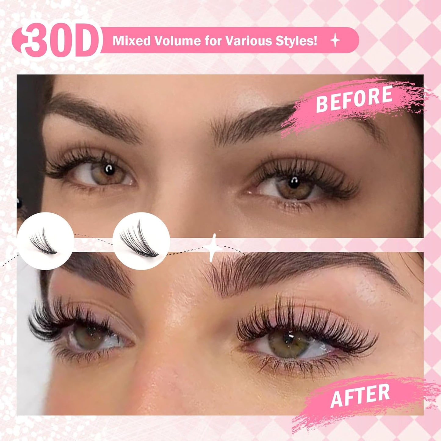 GAQQI Lash Clusters 320Pcs Individual Lashes 30D Mixed 9-16mm Eyelash Clusters C Curl Lash Clusters Look Like Mink Eyelash Extensions Thin Band Soft to Use Self Application(30D-CMIX)-FemmiqueWomen