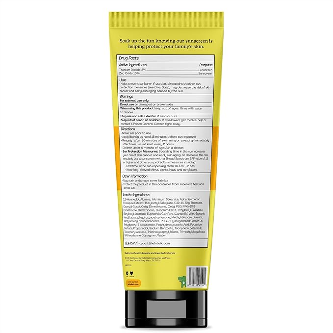Hello Bello Kids Mineral Sunscreen SPF 50 Lotion - Broad Spectrum Sun Protection for Sensitive Skin - Water Resistant with Antioxidants - 5oz-FemmiqueWomen