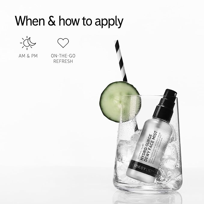 The INKEY List Hydro-Surge Dewy Face Mist 2.6 fl oz, Hydration Boosting Spray, Fragrance-Free & Alcohol-Free, Gentle Formula for Sensitive Skin, On-The-Go Application, Vegan Friendly-FemmiqueWomen