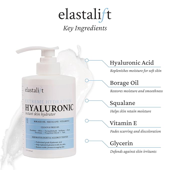 Elastalift Hyaluronic Acid Moisturizer Body Lotion | Anti Aging Skin Care Body Cream & Face Lotion Diminishes Look Of Wrinkles, Sagging Skin, Crepey Skin, Cellulite, Stretch Marks, Dry Skin, 15 Fl Oz-FemmiqueWomen