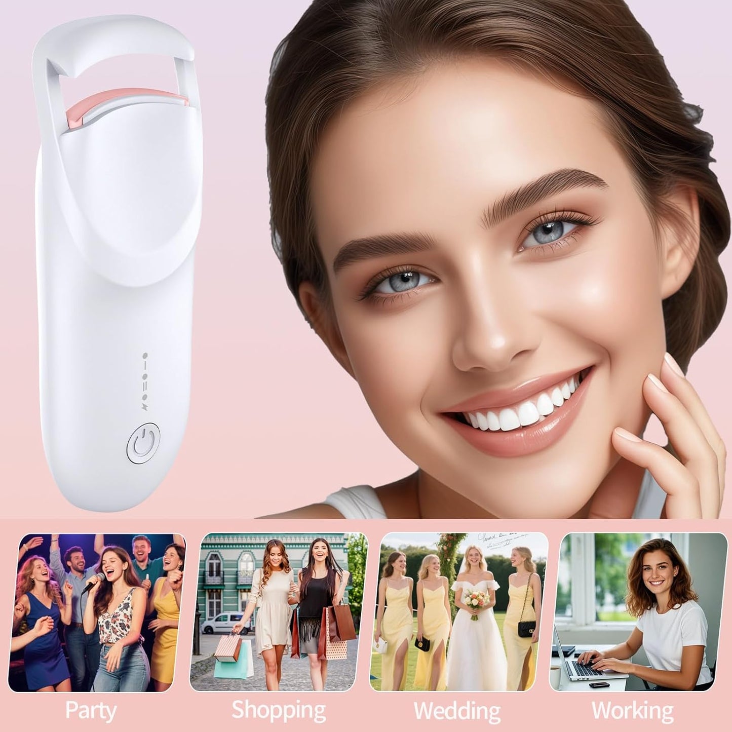 Heated Eyelash Curler with LED Display, Rechargeable Lash Curler with Adjustable Temperature, Auto-Off, Natural & Long-Lasting Curl-FemmiqueWomen