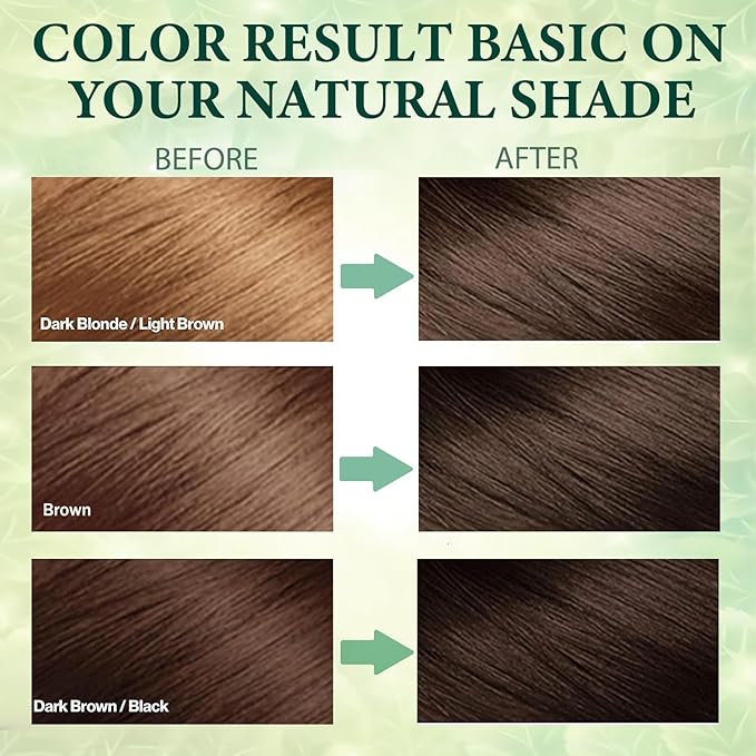 Instant Brown Hair Dye Color Shampoo 3 in 1 for Gray Hair Coverage - Herbal, Easy to Use, Long Lasting for Women & Men, 500Ml (Dark Brown)-FemmiqueWomen