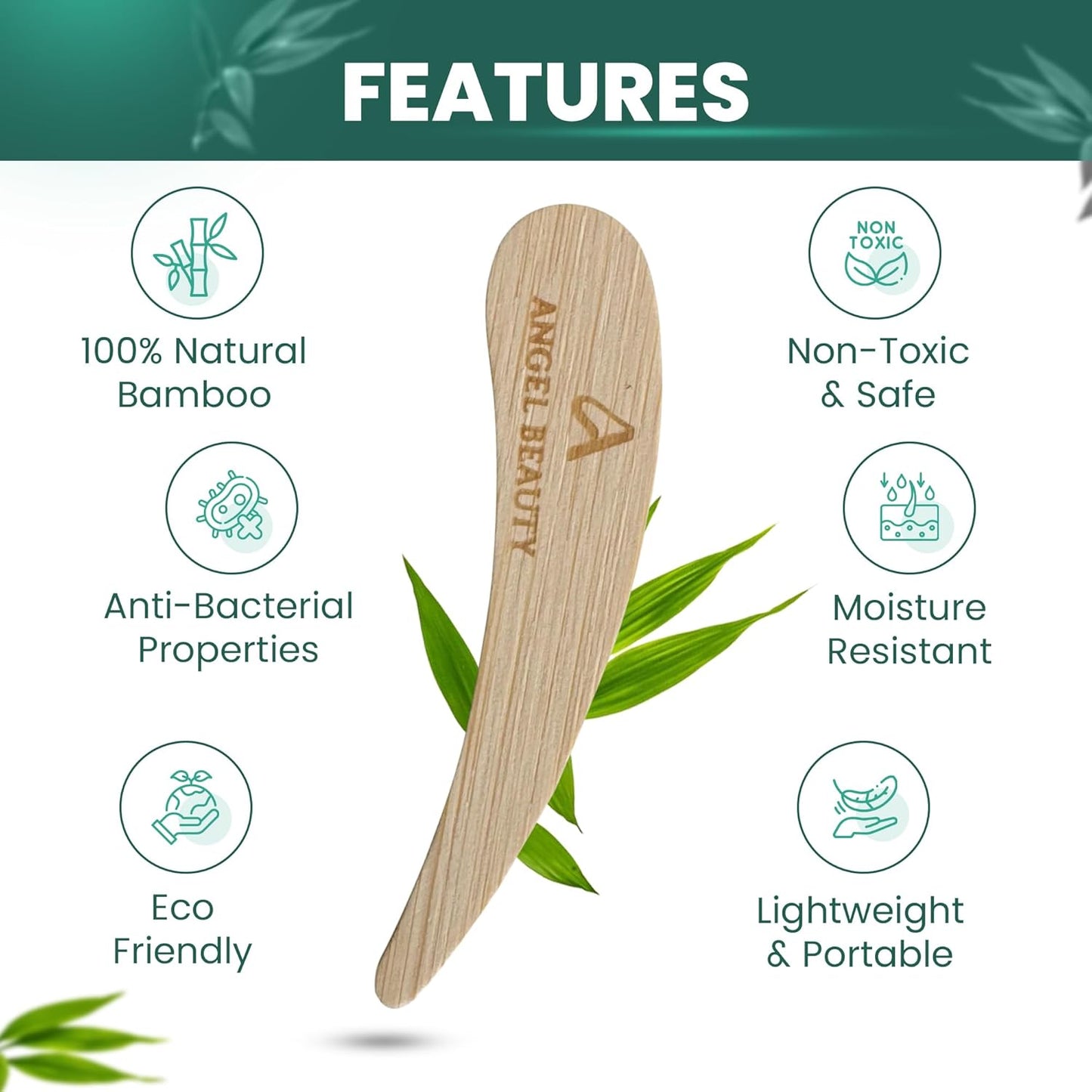 Bamboo 50-pack Cosmetic Facial Makeup Spoon Spatula Mini Makeup Spatula, Biodegradable Compostable Cosmetic Cream Spatulas Spoon, Skincare Scoop Applicator Facial Massage Beauty Tools BPA FREE-FemmiqueWomen