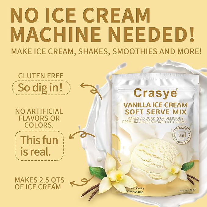 10 Ounce Ice Cream Mix Vanilla Soft Serve Mix Soft Serve Mixes Base Powder Homemade for Ice Cream Maker Machine-FemmiqueWomen