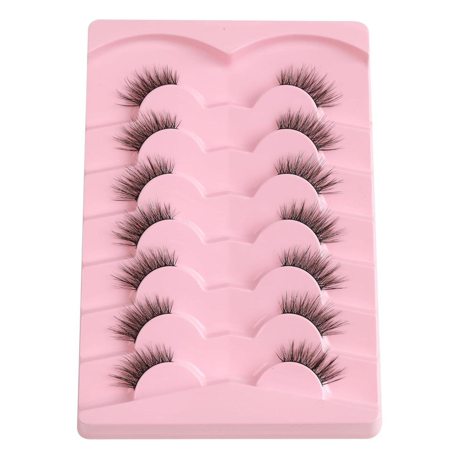 Half Lashes Cat Eye 14MM Corner Lashes False Eyelashes Natural Look C Curl Wispy Half Eyelashes 3/4 Lashes with Thin Cotton Band Soft Eyelash Pack Siligli 7 Pair-FemmiqueWomen