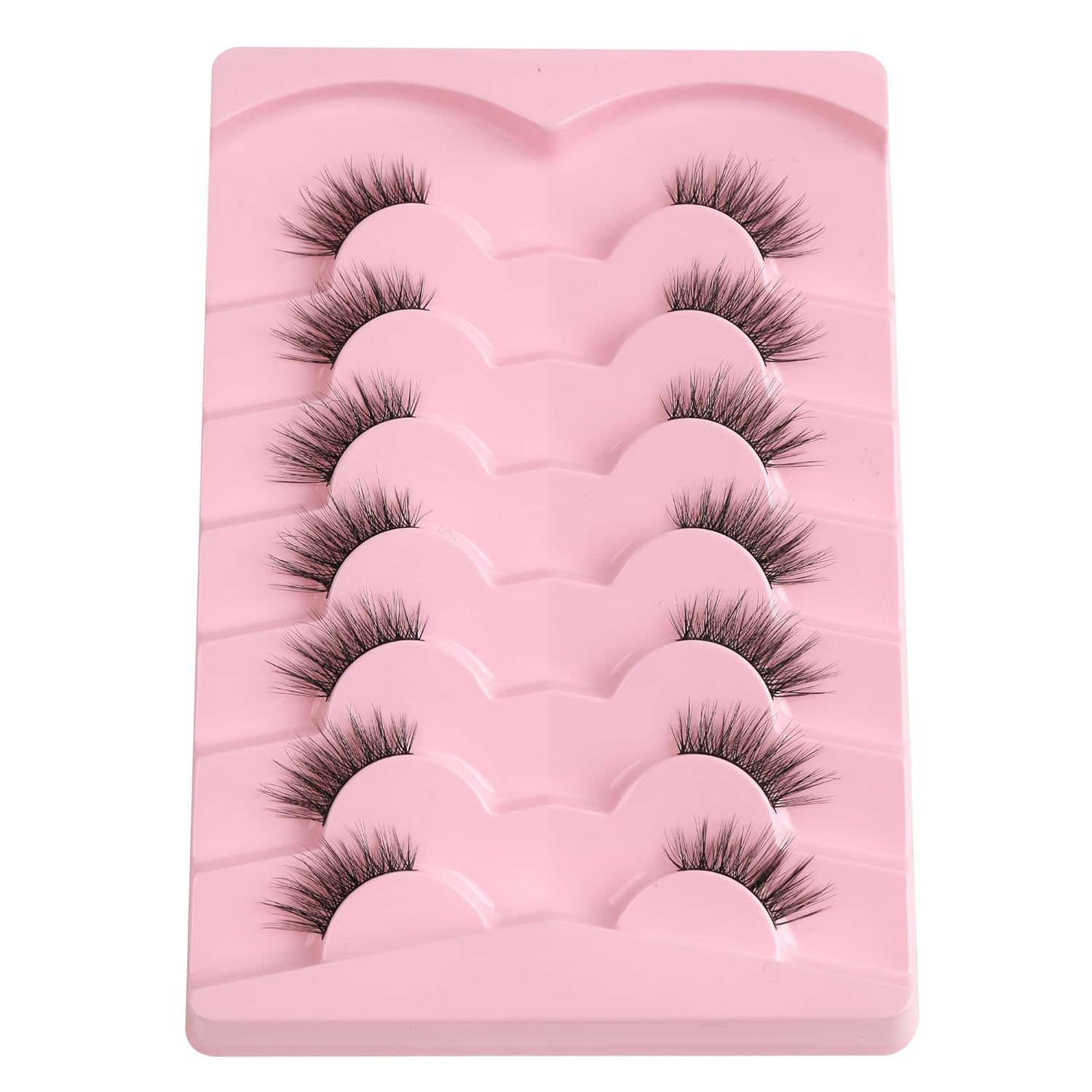 Half Lashes Cat Eye 14MM Corner Lashes False Eyelashes Natural Look C Curl Wispy Half Eyelashes 3/4 Lashes with Thin Cotton Band Soft Eyelash Pack Siligli 7 Pair-FemmiqueWomen