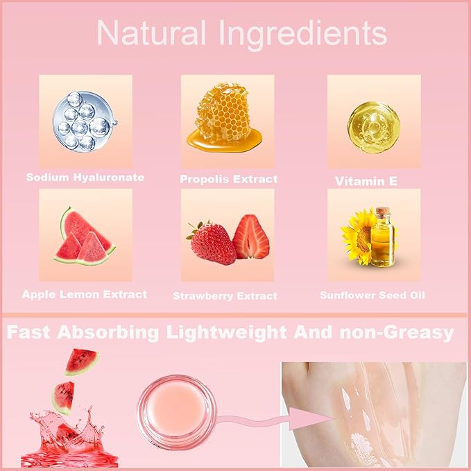 1 PCS Bee Lip Balm Honey Pot, Exfoliating Watermelon Bee Lip Balm Sleeping Lip Mask Overnight with Sticks, Honey Pot Lip Balm Prevention Dry Hydrating and Crack Lip Scrubs-FemmiqueWomen