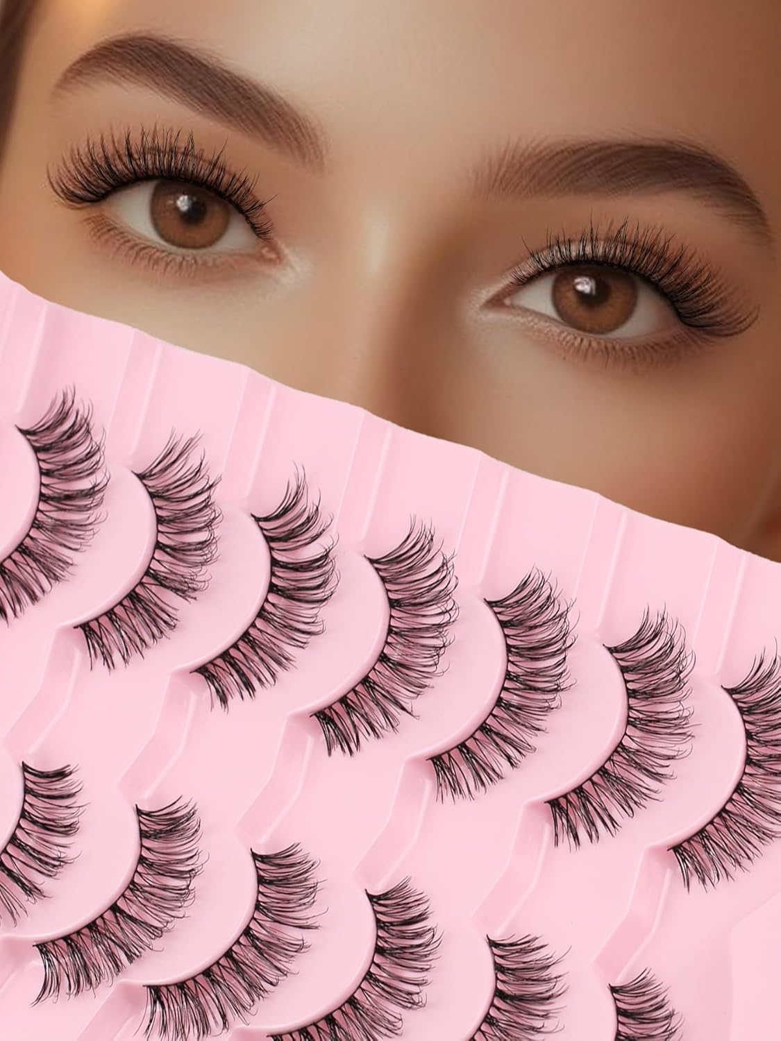 Natural Eyelashes 3D Volume Fake Lashes Lash Strips 7 Pair Siligli-FemmiqueWomen