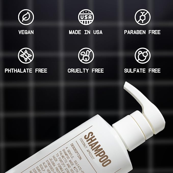 Blu Atlas Men's Natural Shampoo – Organic, Sulfate-Free, Paraben-Free – Deep Cleansing & Hydrating – Coconut Apricot Scent – Made in America – 16 oz-FemmiqueWomen