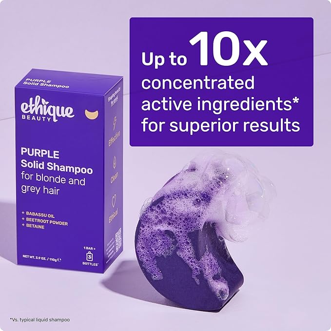 Ethique Purple Shampoo Bar for toning brassy hair - Plastic-Free, Cruelty-Free, Vegan, 3.88 oz - Formerly Tone It Down-FemmiqueWomen
