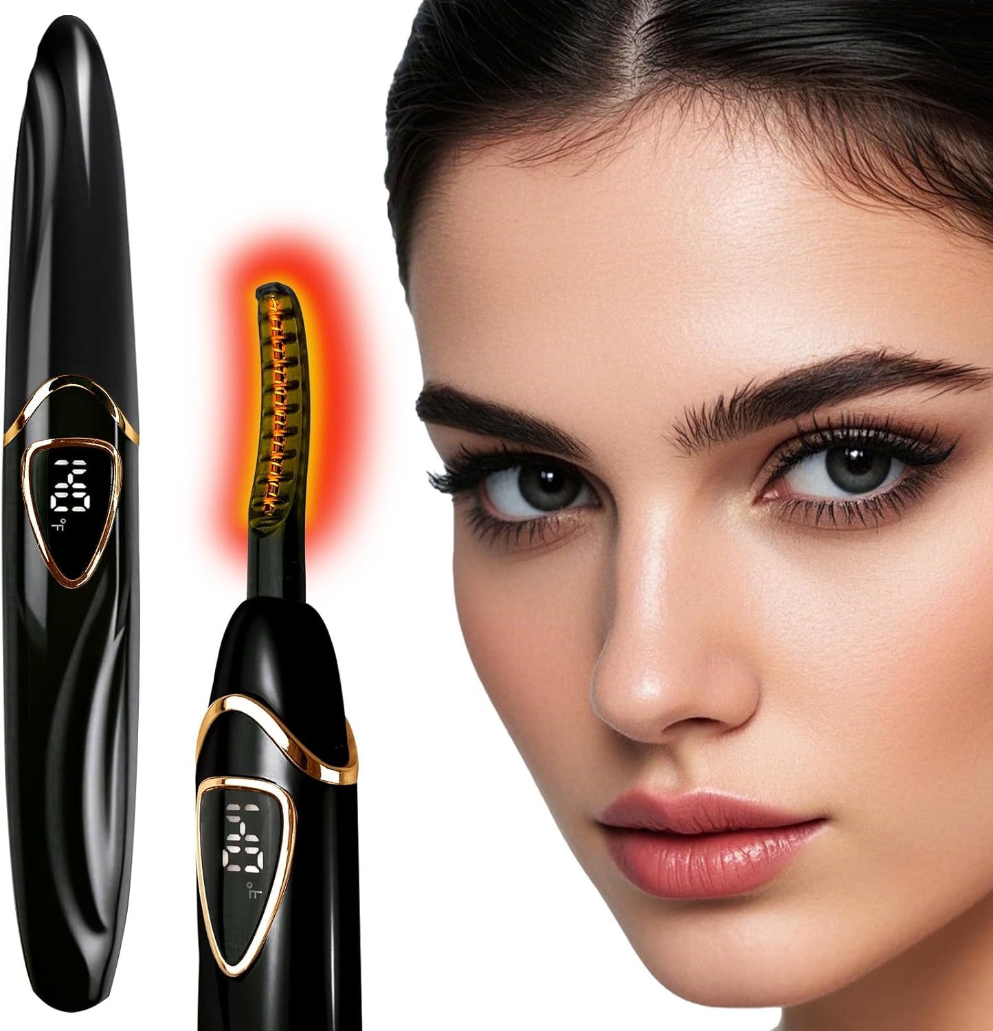 S600 Heated Eyelash Curler - Lash Curler Heated with Accurate Temperature Control, Intelligent Auto Power Off for Natural Makeup & Long-Lasting Curls | Heated Lash Curler (Black+Gold)-FemmiqueWomen