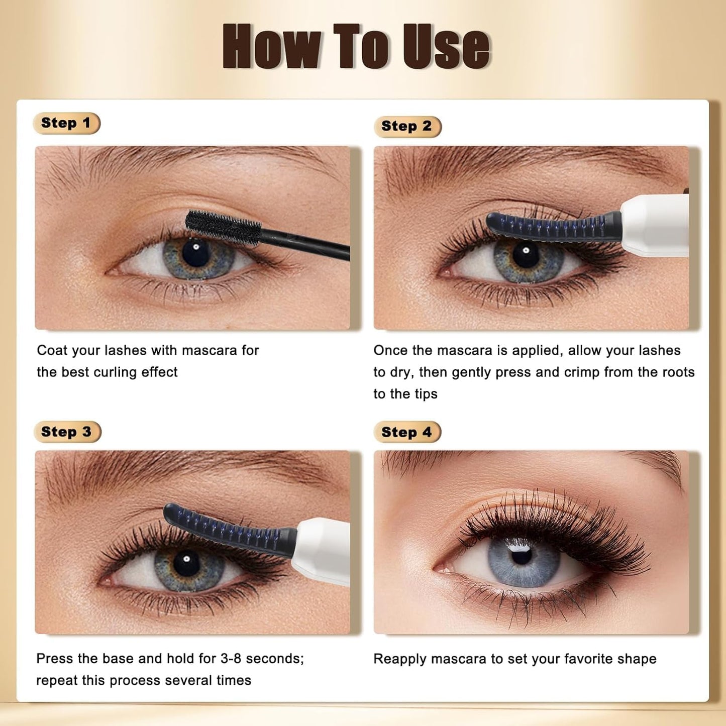 Heated Eyelash Curlers with Battery Indicator, Electric Eyelash Curler 3 Temperature Modes LED Display USB Rechargeable Makeup Tools, Heated Lash Curler Ideal Gift for Women WF72-FemmiqueWomen