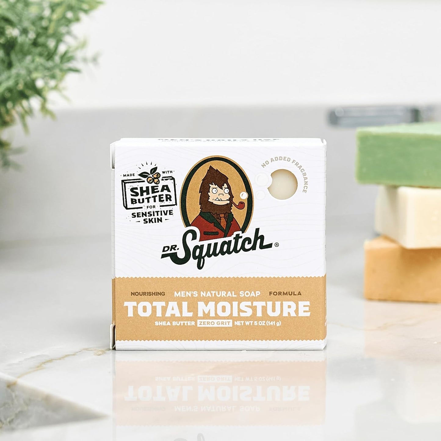 Dr. Squatch NEW Total Moisture Bar Soap for Men - No Added Fragrance Formulated for Sensitive Skin - Shea Butter (5 oz, 3-pack)-FemmiqueWomen