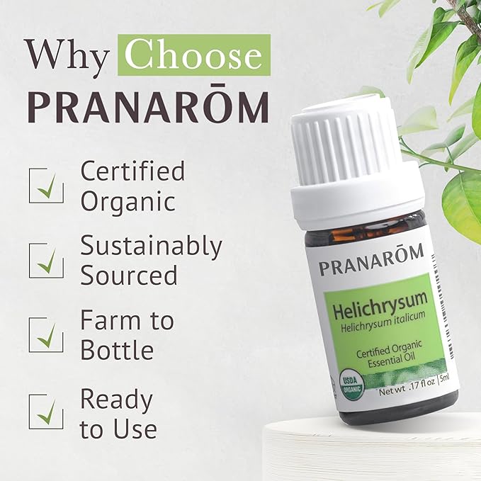 Pranarom USDA Certified Organic Helichrysum Essential Oil (5ml), 100% Pure Natural Therapeutic Grade for Skincare, Lotions, Aromatherapy, Diffusion, and Wellness-FemmiqueWomen