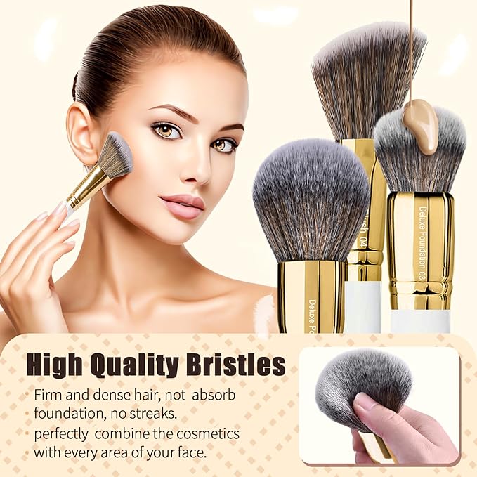 Professional Makeup Brushes Set Premium Quality Goat Hair Synthetic Fiber Powder Foundation Highlight Concealer Eyeshadow Blending By Bueart Design-FemmiqueWomen