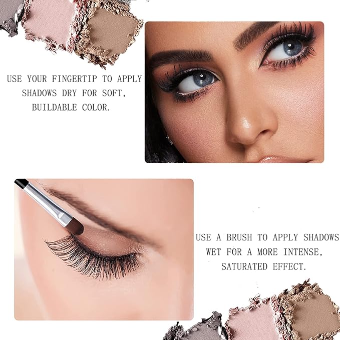 10 Colors Eyeshadow Palette Matte Naked Eye Shadow Makeup,High Pigmented, Naturing-Looking, Ultra-Blendable,Long Lasting High Pigment Nude Eyeshadow with 3 Eyeshadow Brush(Cement color)-FemmiqueWomen