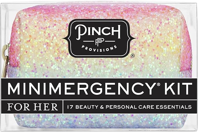 Pinch Provisions Rainbow Minimergency Kit, includes 17 Travel-Sized Cosmetic Essentials, Convenient for Purses, Emergency Beauty Accessories, Gifts for Holiday’s & Birthday’s-FemmiqueWomen