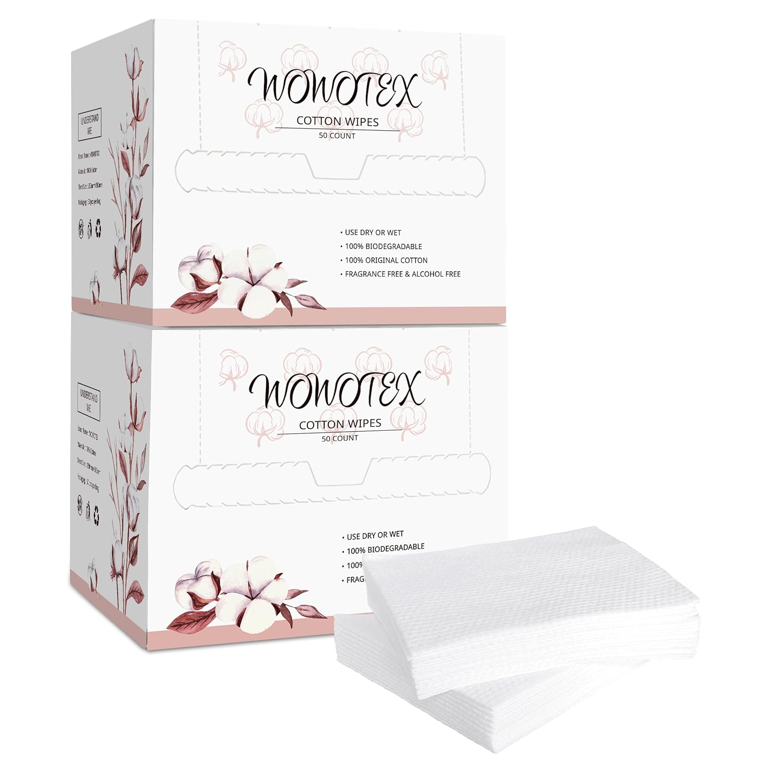 100% Cotton Disposable Face Towel 100 Count 10x12 Inch | Biodegradable Thick Soft One Time Use Dry Wipes for Sensitive Skin, Baby Care, Facial Cleaning, Makeup Removal-FemmiqueWomen