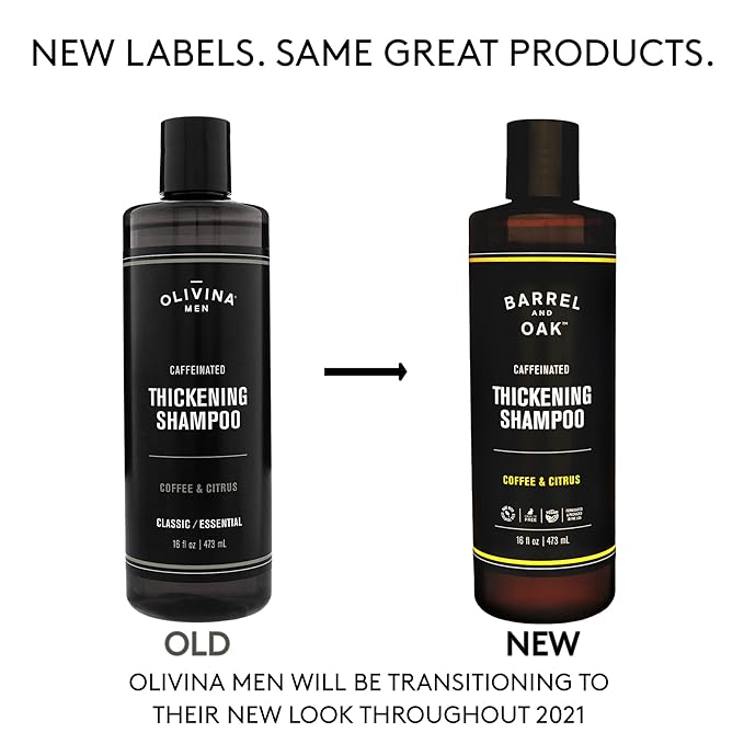 Barrel and Oak - Caffeinated Thickening Shampoo, Biotin Shampoo, Hair Care for Men, Strengthens & Hydrates, Biotin for Thicker Hair, Essential Oil-Based Scent, Vegan (Coffee & Citrus, 16 oz)-FemmiqueWomen