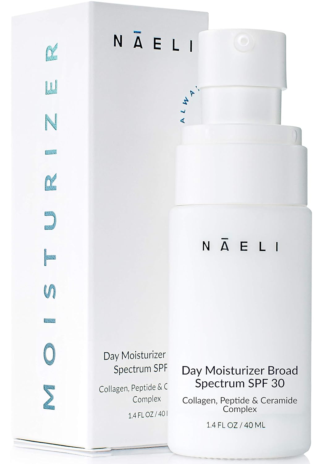 NAELI Face Moisturizer with SPF 30, Anti Aging Collagen & Peptide Cream, Reduces Wrinkles - Lightweight Skin Hydration with Hyaluronic Acid, Paraben Free & Non-Comedogenic Sunscreen, 1.4 oz-FemmiqueWomen