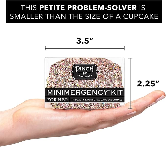 Pinch Provisions Rose Gold Minimergency Kit, includes 17 Travel-Sized Cosmetic Essentials, Convenient for Purses, Emergency Beauty Accessories, Gifts for Holiday’s & Birthday’s-FemmiqueWomen