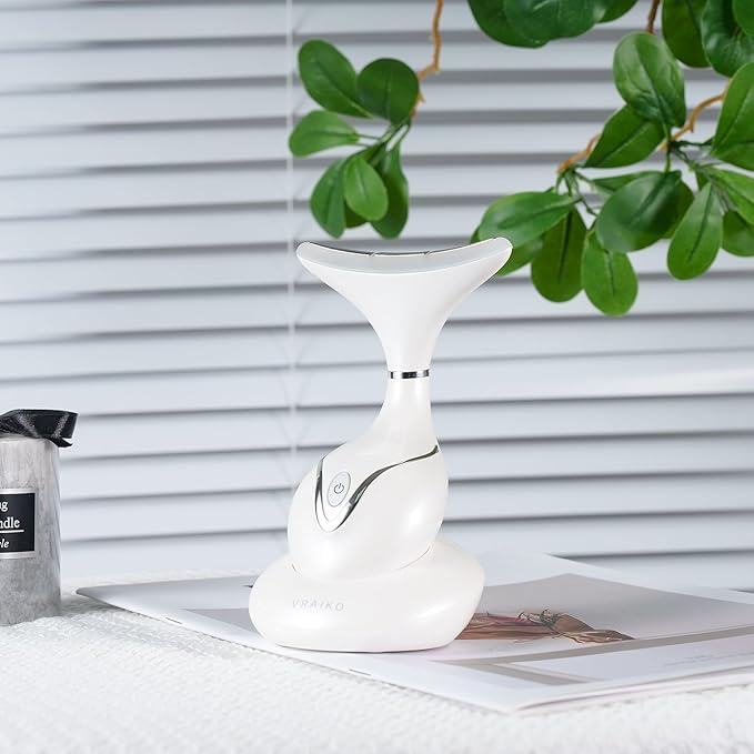 Iris Neck Face Massager, Pro Face Sculpting Tool with Charging Base, All-in-1 Facial Device for Enhanced Absorption, Radiance, Contouring, Elasticity, Home Facial Spa (White)-FemmiqueWomen