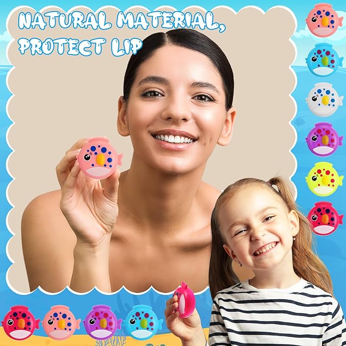30 Pcs Fish Shape Lip Balm Under the Sea Party Favors Kids Fruit Flavored Lip Balm Ocean Party Favors Classroom Gift Exchange for Children Girls Women Men Students-FemmiqueWomen